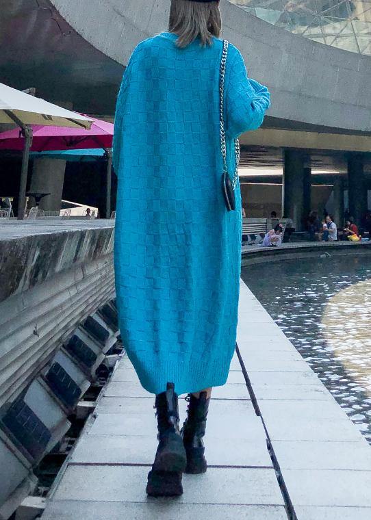 Comfy Blue Sweater Dress Outfit Classy Winter Mujer O Neck Knit Dresses