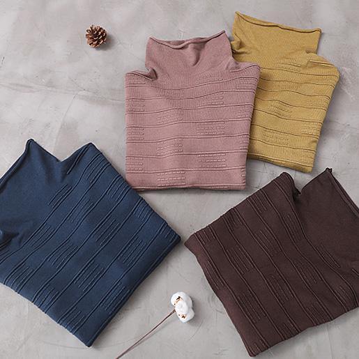Comfy Chocolate Clothes High Neck Thick Loose Fitting Knitted Blouse