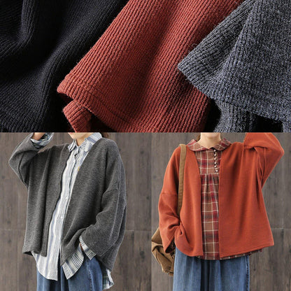 Comfy fall gray knitwear  plus size patchwork knitted pullover