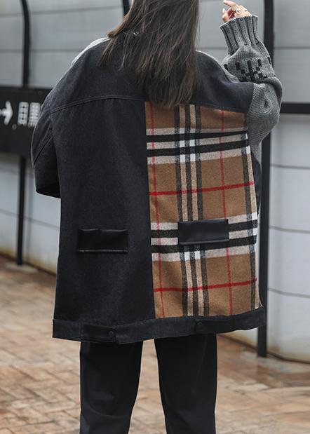 Comfy Gray Clothes O Neck Patchwork Oversize Fall Knitwear