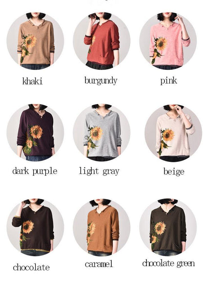 Comfy Long Sleeve Sweater Oversize Wild Prints Knit Tops Dark Purple