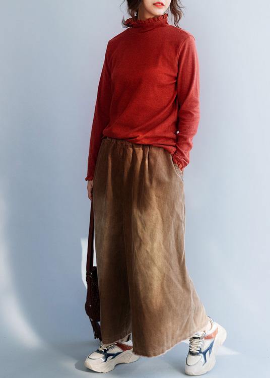 Comfy Red Sweater Tops Wild High Neck Knitwear
