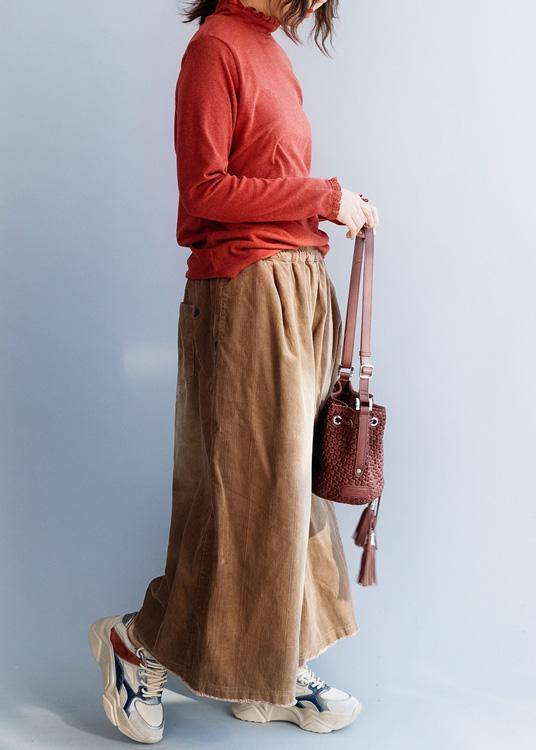 Comfy red sweater tops wild trendy plus size high neck knitwear