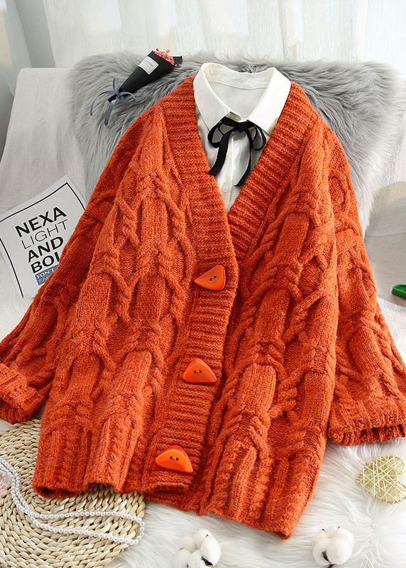 Comfy Spring Knitwear Beige V Neck Button Sweater Coat