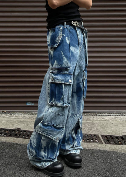 Cool Blue Button Pockets High Waist Denim Pants Summer