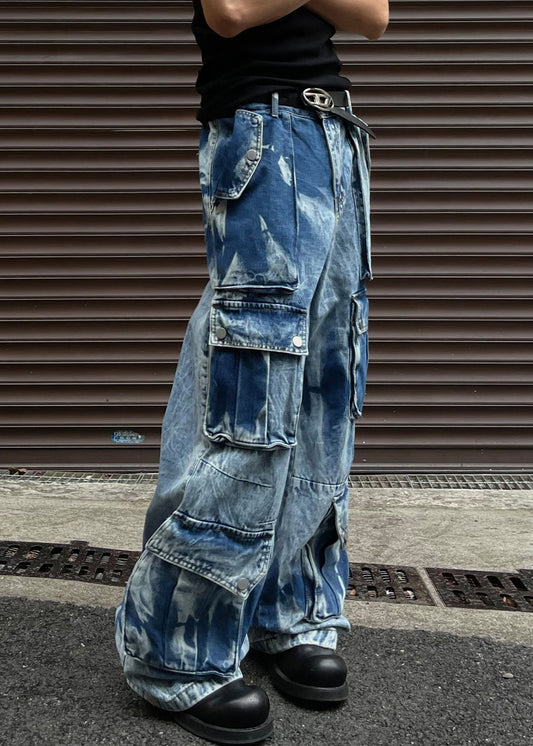 Cool Blue Button Pockets High Waist Denim Pants Summer