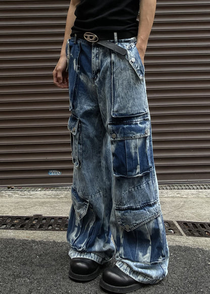 Cool Blue Button Pockets High Waist Denim Pants Summer