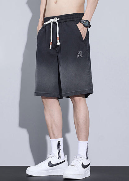 Cool Blue Gradient Color Pockets Denim Shorts Summer