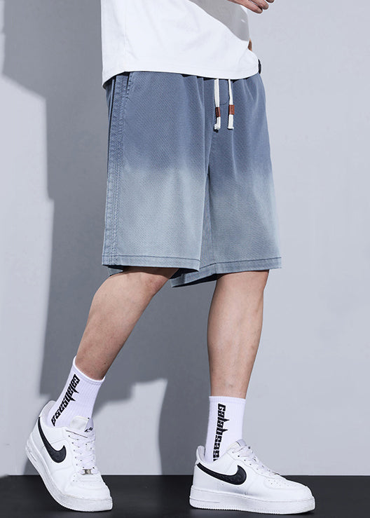 Cool Blue Gradient Color Pockets Denim Shorts Summer