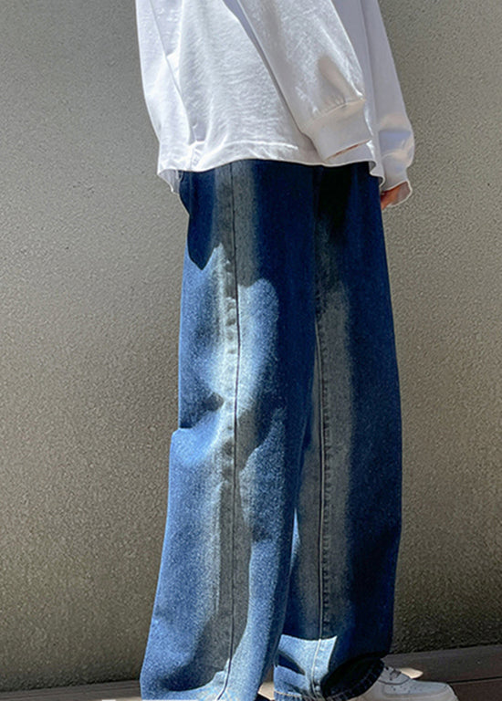 Cool Blue Gradient Pockets Denim Pants Apparel Fall