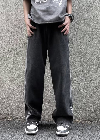 Cool Blue Pockets Patchwork Denim Pants Apparel Fall