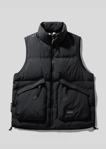 Cool Brown Stand Collar Zip Up Duck Down Vests Winter
