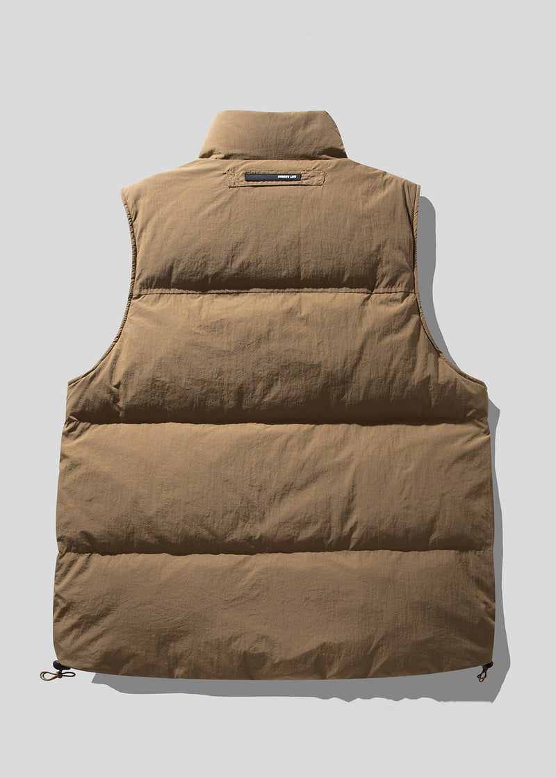 Cool Brown Stand Collar Zip Up Duck Down Vests Winter