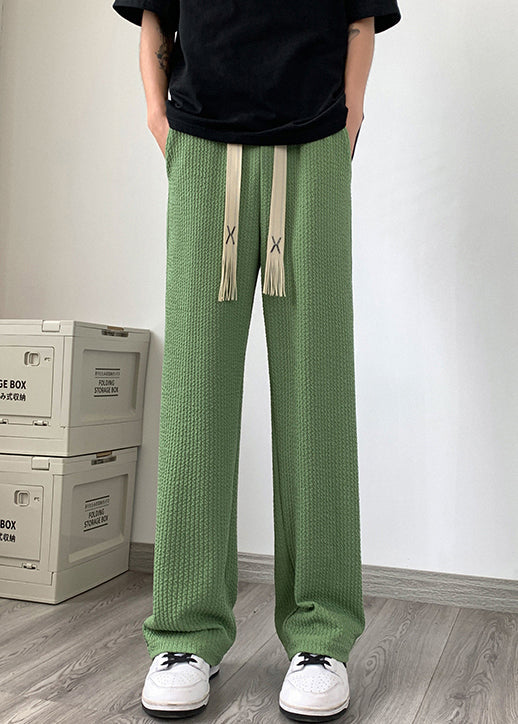 Cool Grass Green Oversized Wrinkled Cotton Pants Apparel Spring
