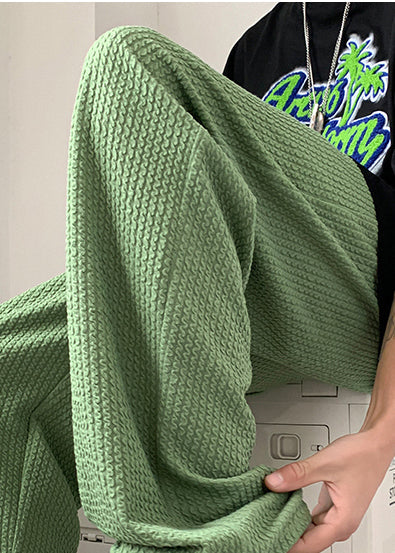 Cool Grass Green Oversized Wrinkled Cotton Pants Apparel Spring