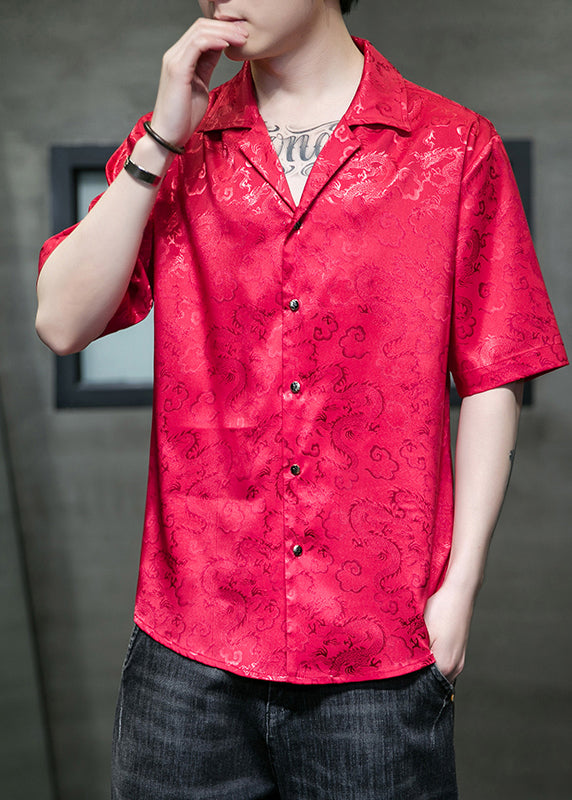 Cool Grey Peter Pan Collar Jacquard Silk Shirts Summer