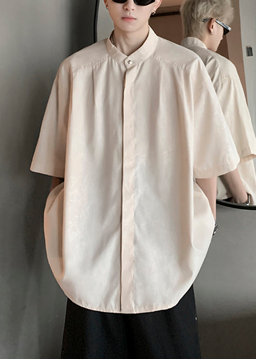 Cool Pink Button Print Ice Silk Shirts Half Sleeve