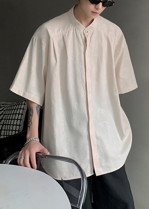 Cool Pink Button Print Ice Silk Shirts Half Sleeve