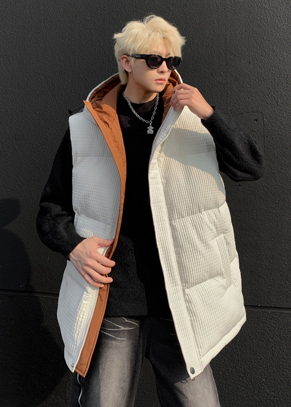 Cool White Hooded Fine Cotton Filled Vests Winter
