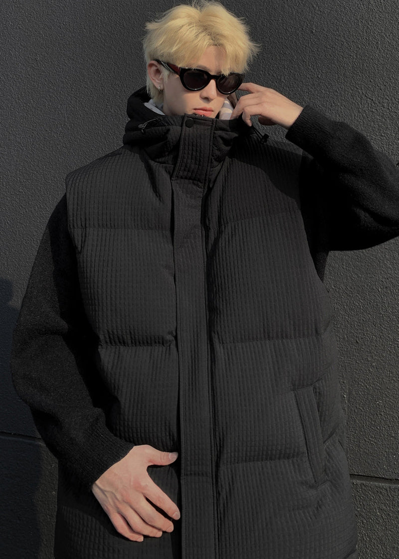 Cool White Hooded Fine Cotton Filled Vests Winter