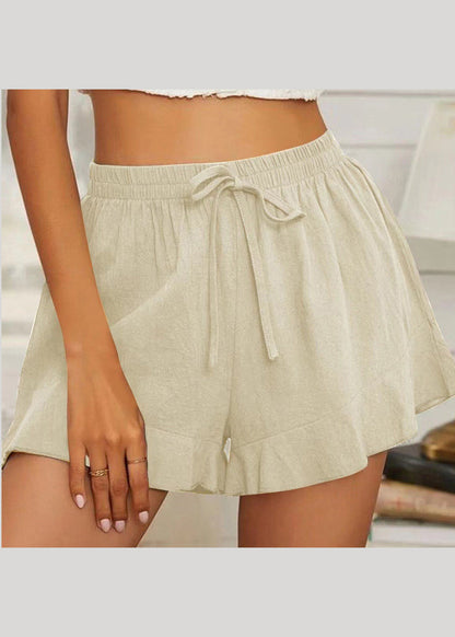 Cotton and Hemp Shorts Summer Loose Green Pants Show Thin