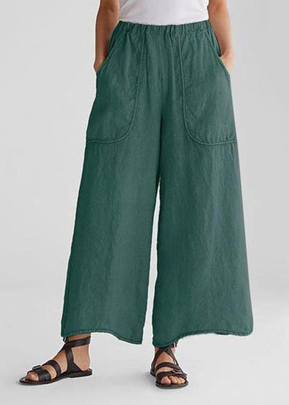Cotton Linen Loose Wide Leg Pants Tea Green-print3