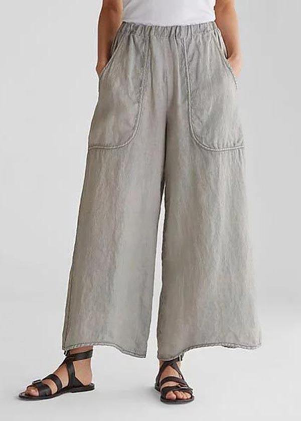 Cotton Linen Loose Wide Leg Pants Tea Green-print1