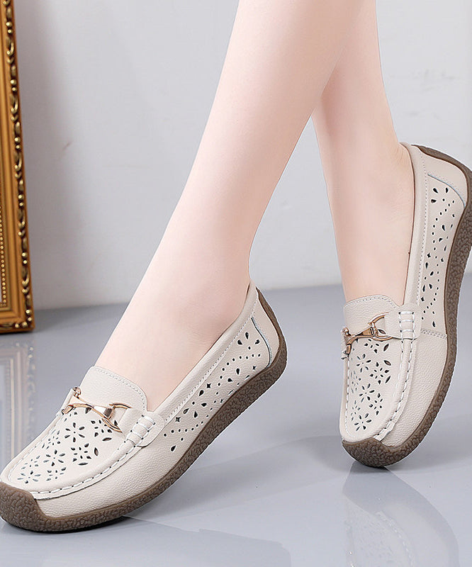 Cowhide Leather Flat Shoes for Hollow Out Flat Shoes