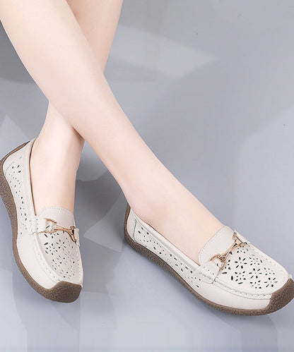Cowhide Leather Flat Shoes for Hollow Out Flat Shoes