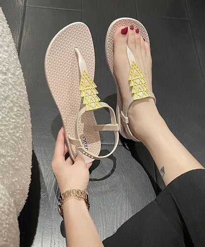Cozy Apricot Pvc Beach Thong Sandals Splicing Buckle Strap