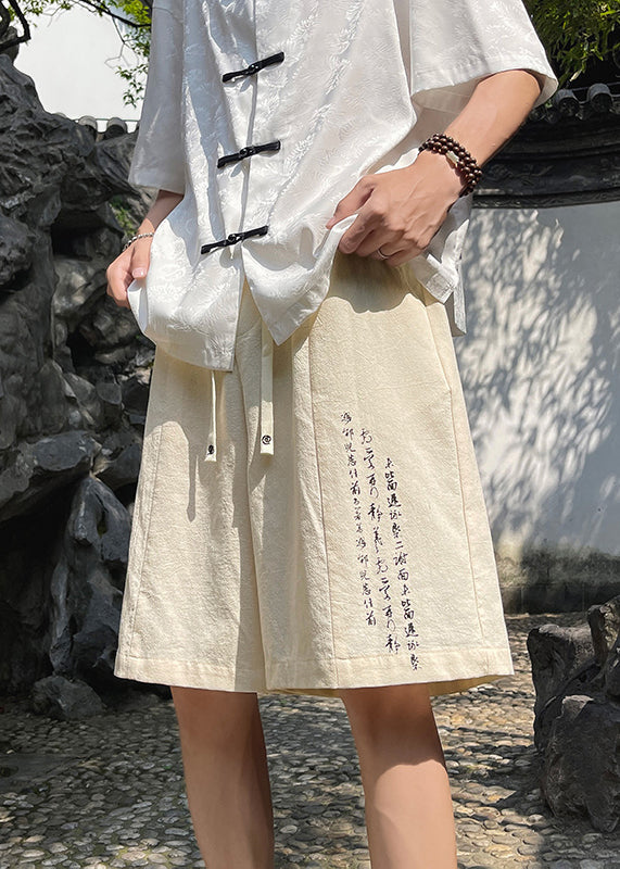 Cozy Black Print Pockets High Waist Cotton Beach Shorts Summer