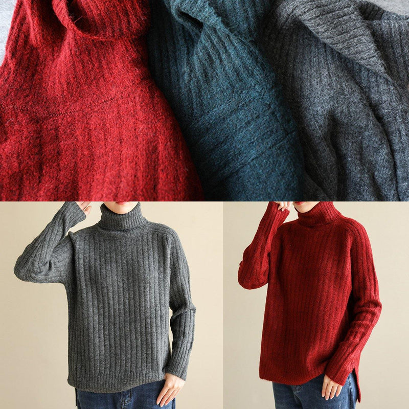 Cozy Army Green Knitted Top High Neck Spring Sweaters