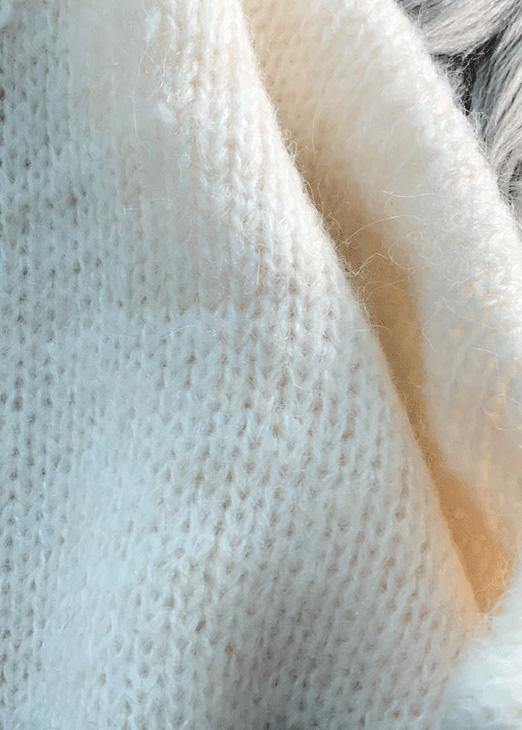 Cozy Beige Sweater Tops Loose Fitting Patchwork Knit Tops