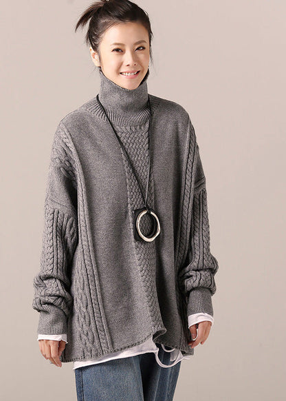 Cozy Cotton Sweater Outfit Quotes High Neck Gray Hipster Knit Top Spring Cable