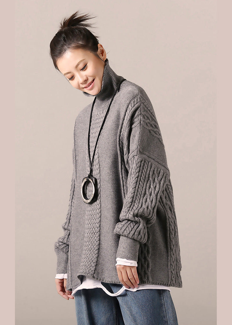Cozy Cotton Sweater Outfit Quotes High Neck Gray Hipster Knit Top Spring Cable
