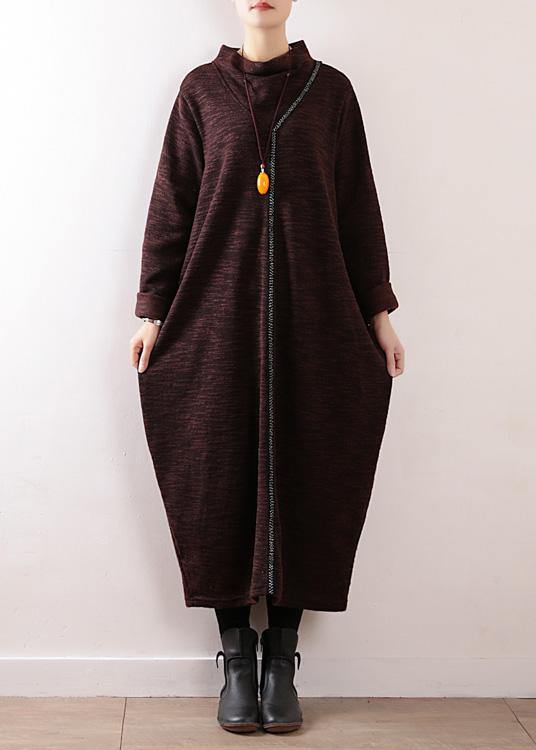 Cozy High Neck Sweater Dress Outfit Re Chocolate Baggy Knit Fall