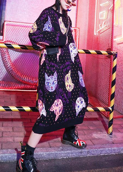 Cozy Prints Sweater Outfits Quotes O Neck Ugly Winter Sweater Dresses