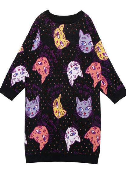 Cozy Prints Sweater Outfits Quotes O Neck Ugly Winter Sweater Dresses