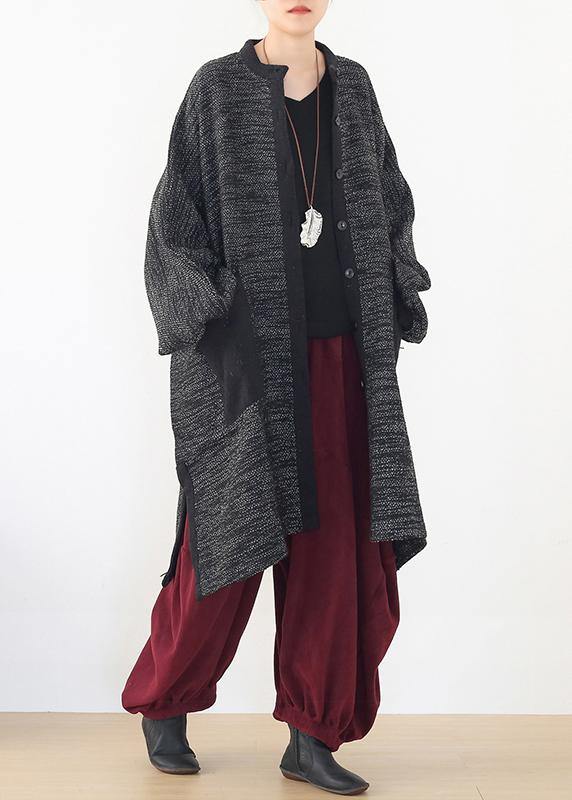 Cozy Side Open Knit Sweat Tops Clothing Black Big Pockets Sweater Coat