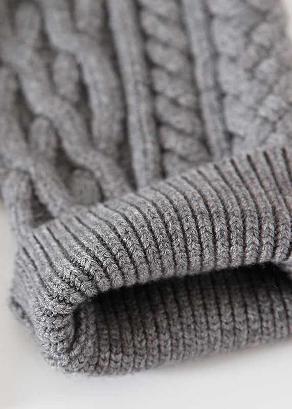 Cozy Cotton Sweater Outfit Quotes High Neck Gray Hipster Knit Top Spring Cable