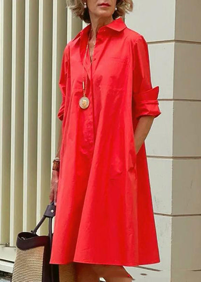 Cross Border White Peter Pan Collar Simple Loose Long Shirt Dress