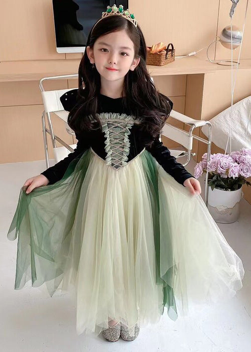 Black Ruffled Tulle Patchwork Party Dress Fall