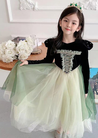 Black Ruffled Tulle Patchwork Party Dress Fall