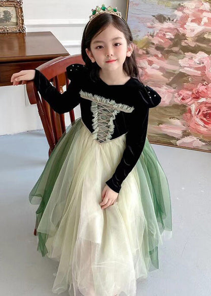 Black Ruffled Tulle Patchwork Party Dress Fall
