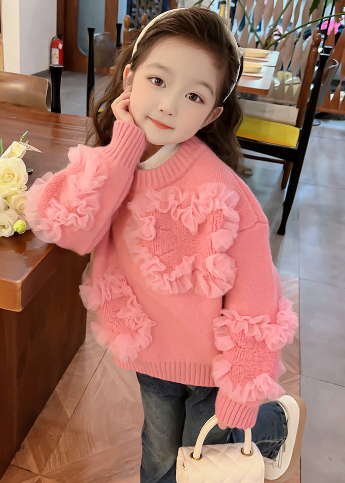 Coffee O-neck Tulle Patchwork Cotton Knit Sweaters Spring