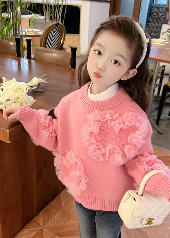 Coffee O-neck Tulle Patchwork Cotton Knit Sweaters Spring
