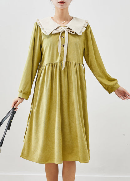Grass Green Oversized Corduroy Dress Fall