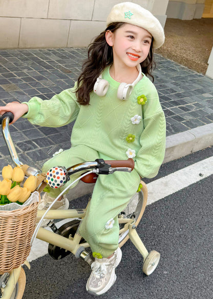 Green Plaid Top and Harem Pants Two Piece Set Clothing Spring