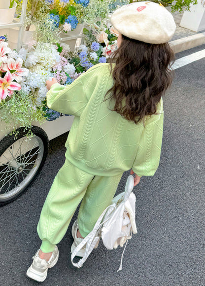 Green Plaid Top and Harem Pants Two Piece Set Clothing Spring