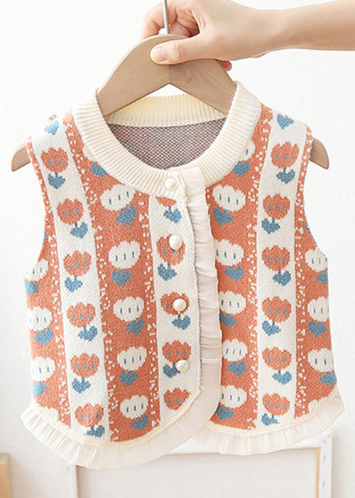 Green O Neck Button Patchwork Kids Waistcoat Sleeveless